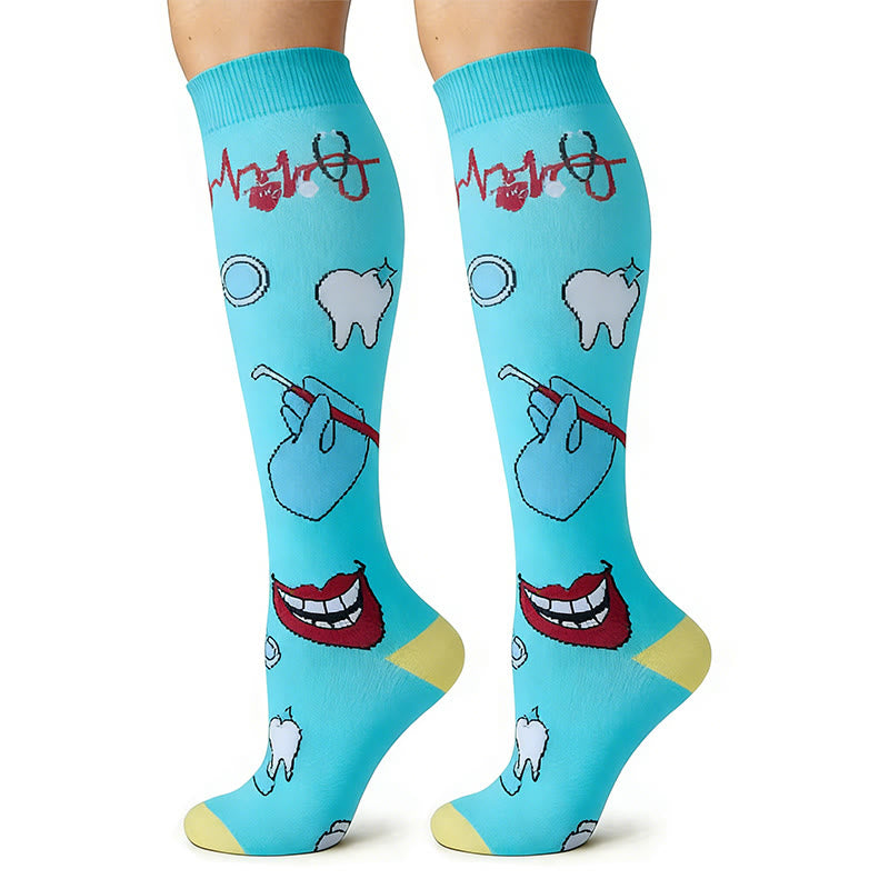 Medical Print Knee High Compression Socks(6 Pairs) - image 6