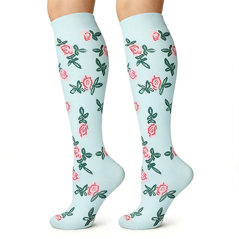 Flower Polka Dot Compression Socks(3 Pairs) - image 4