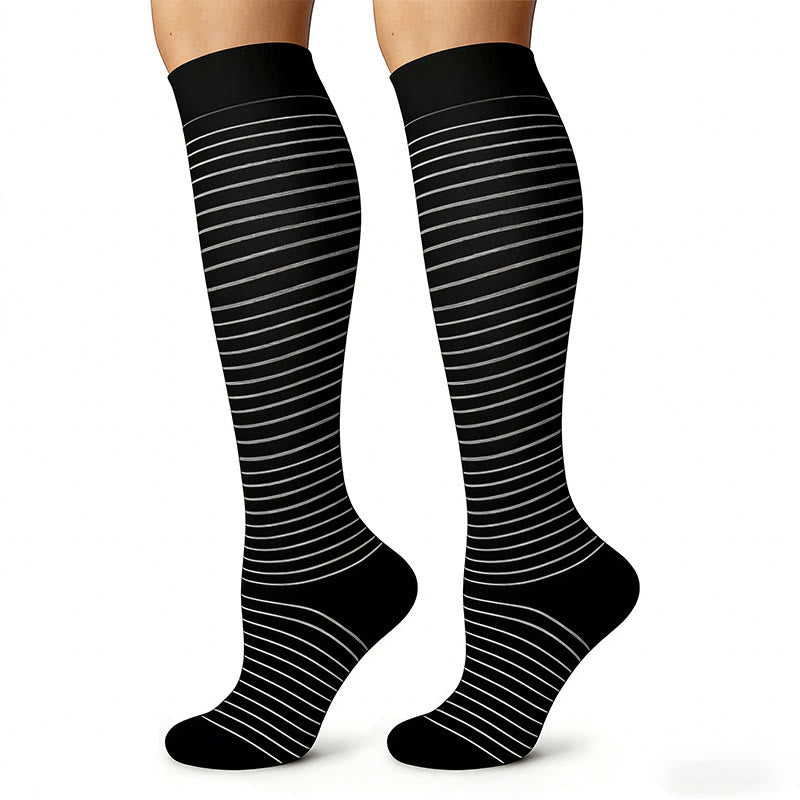 Heart Polka Dot Stripes Compression Socks(6 Pairs) - image 6