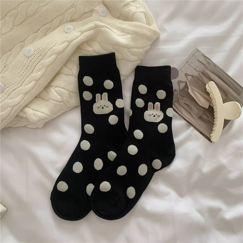 Polka Dot Rabbit Quarter Socks(4 Pairs) - image 7