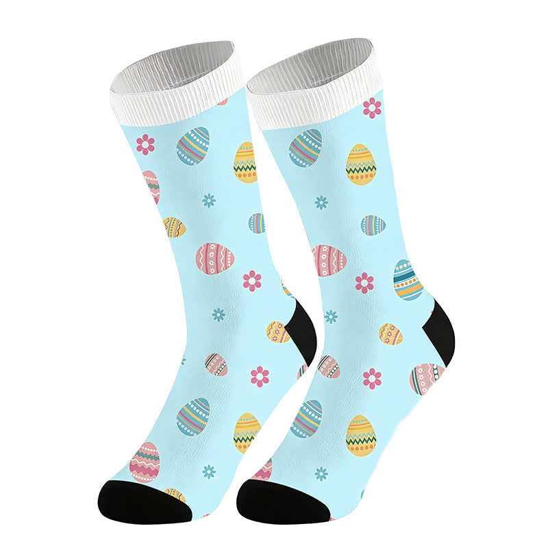 Easter Egg Floral Quarter Socks(2 Pairs) - Blue - EU36-44(US3-10) - image 6