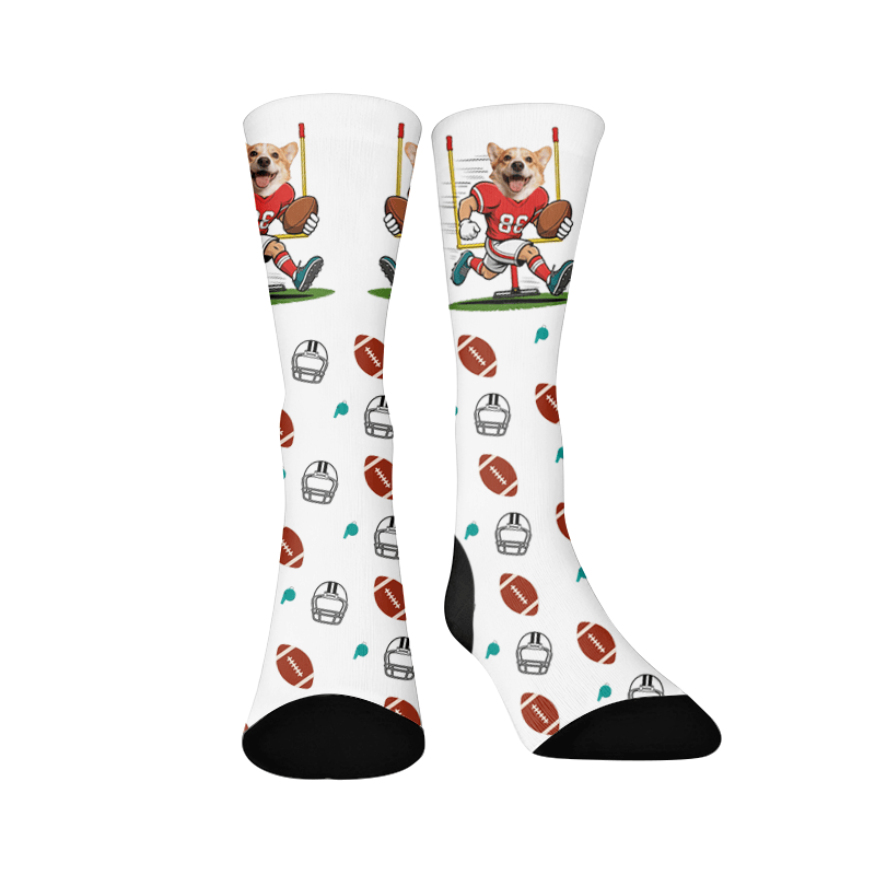 Football Dog Face Quarter Socks - image 1