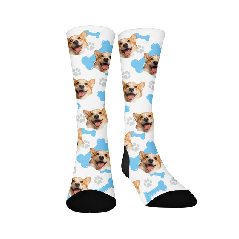 Cute Bone Dog Face Quarter Socks - image 1