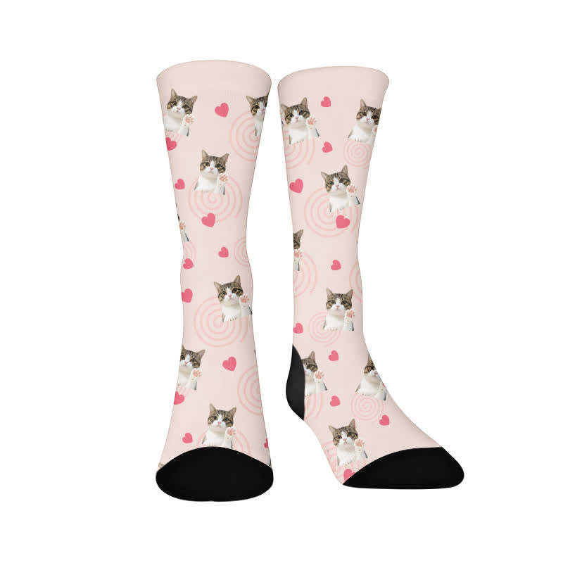 Cute Heart Cat Quarter Socks - image 1