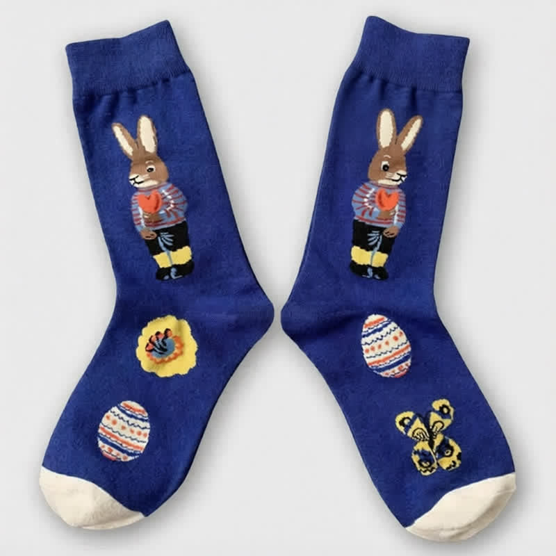 Playful Easter Rabbit Quarter Socks (3 Pairs) - image 6