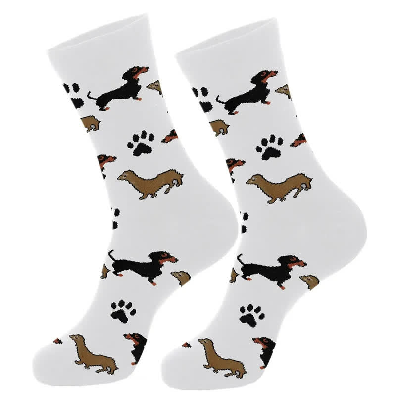 Cute Dog Print Quarter Socks(4 Pairs) - image 4
