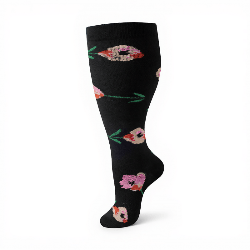 Plus Size Elegant Floral Compression Socks(3 Pairs) - image 11