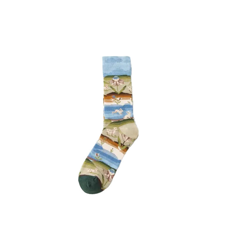 Playful Painting Pattern Quarter Socks(4 Pairs) - image 9