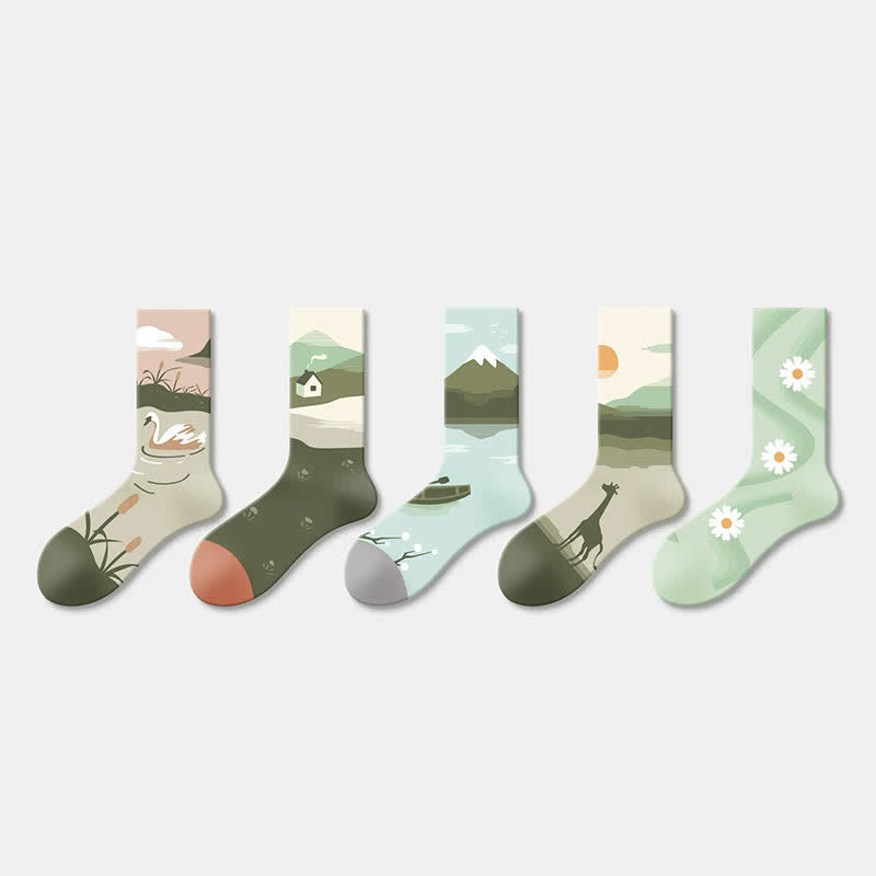Flower Field Quarter Socks(5 Pairs) - image 1