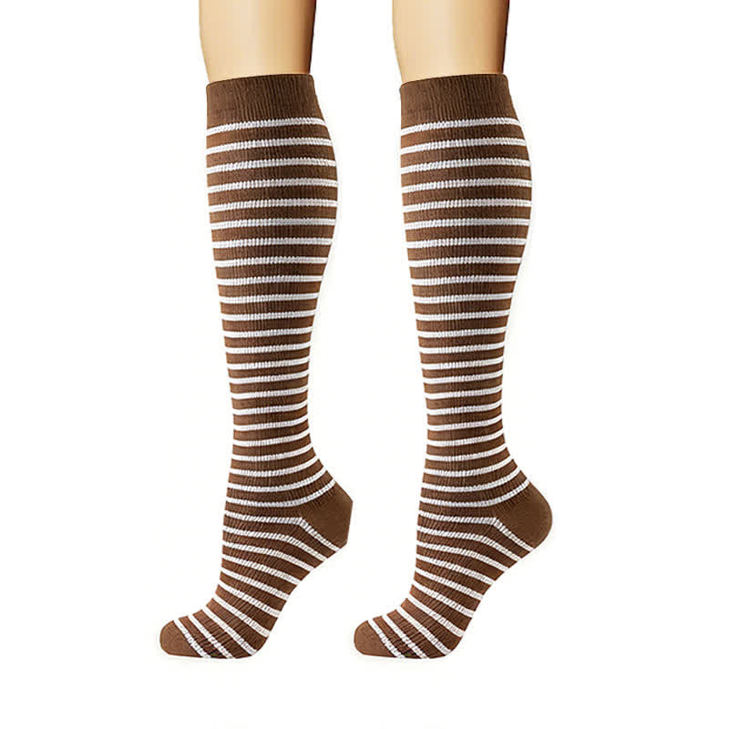Stripes Polka Dot Solid Color Compression Socks(6 Pairs) - image 6