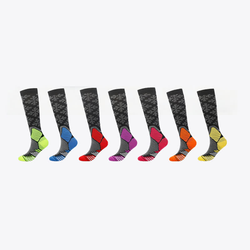 Snowflake Print Compression Socks(5 Pairs) - image 8