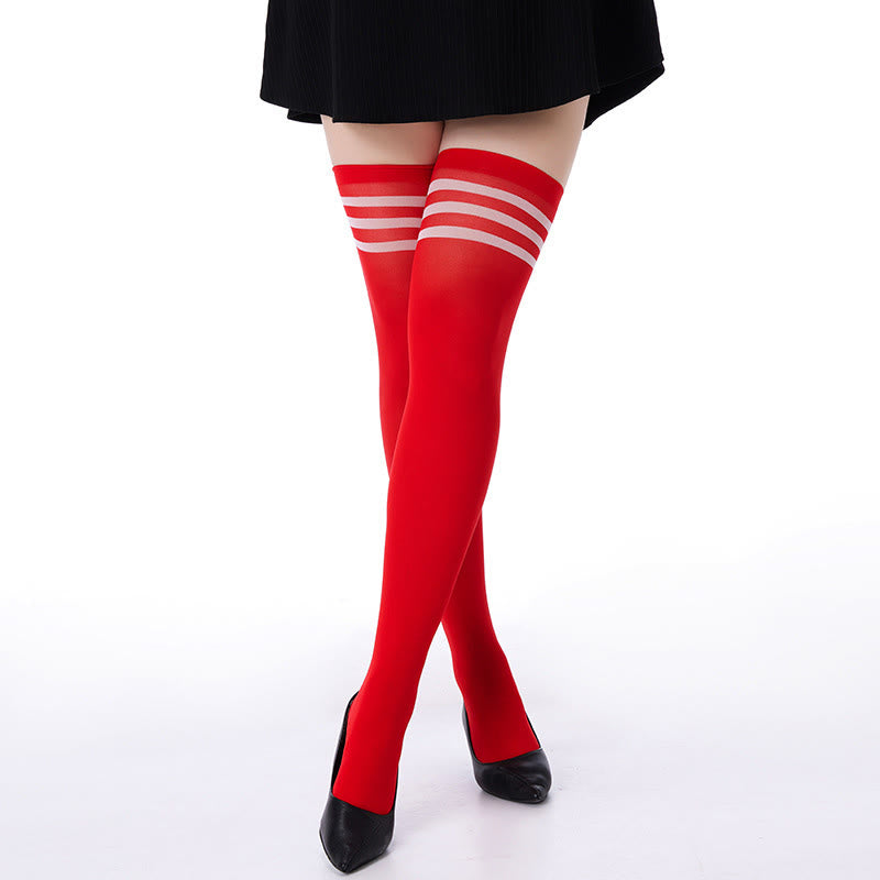 Three Bar Stripes Thigh High Socks(2 Pairs) - image 7