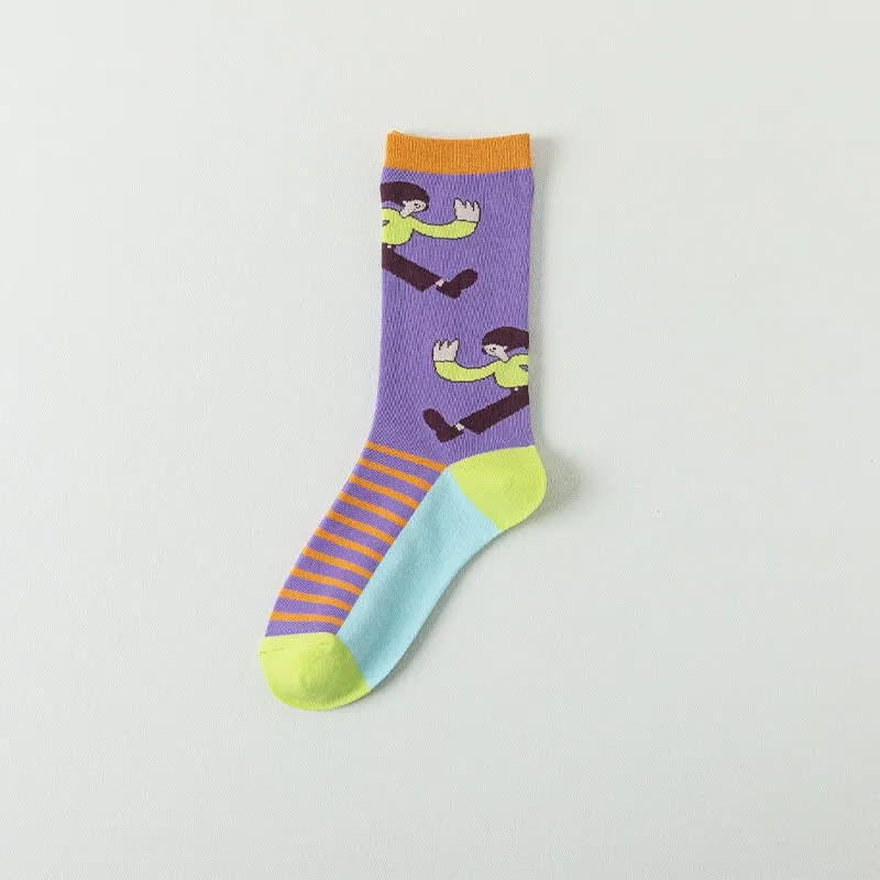 Cute Cartoon Characters Quarter Socks(4 Pairs) - Purple - EU36-40(US3-7) - image 10