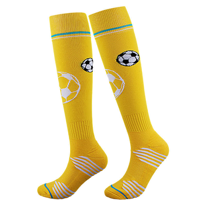Cushioned Training Soccer Knee High Socks(2 Pairs) - Yellow - L - image 5
