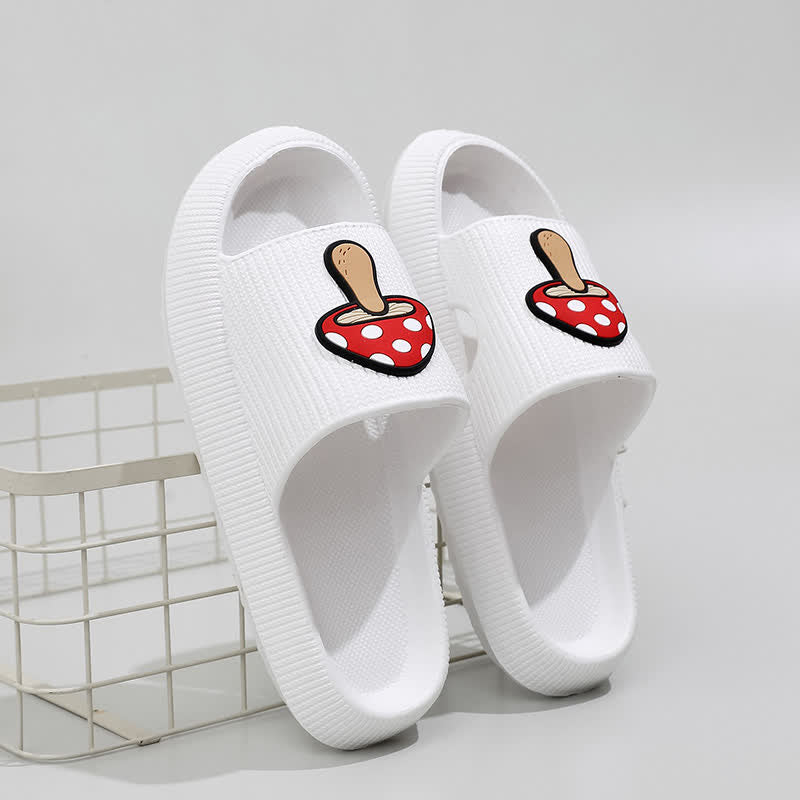 Cushioned Mushroom Charm Platform Slippers - White - EU44-45(US10-11) - image 2