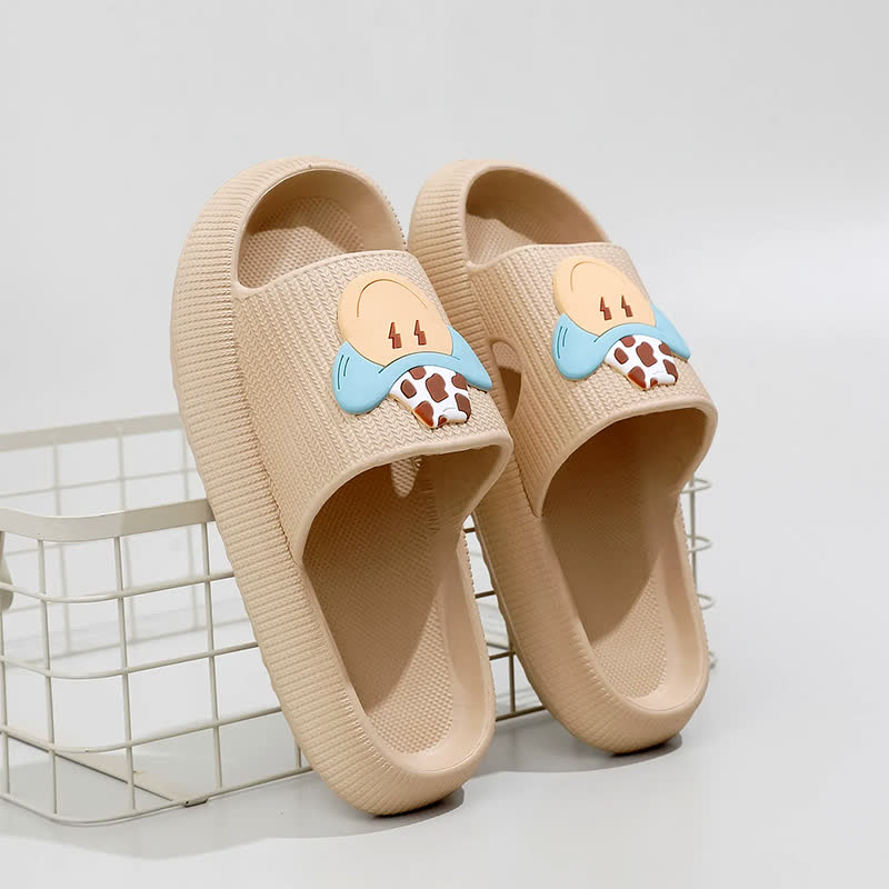 Smiley Denim Charm Cloud Cushion Slippers - Khaki - EU44-45(US10-11) - image 5