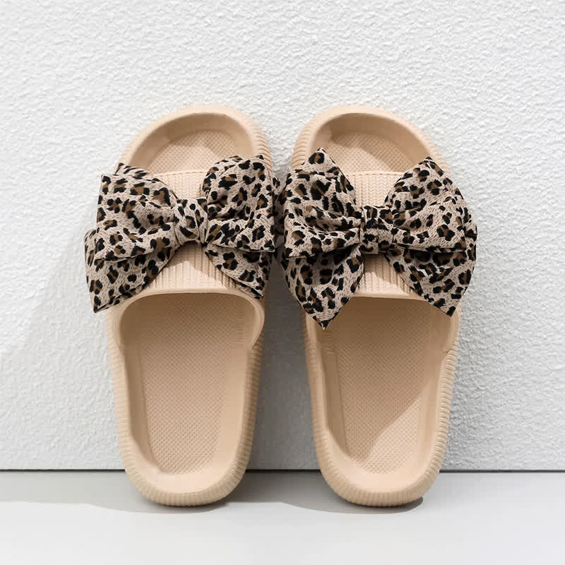 Leopard Bow Cloud Sole Slide Slippers - Khaki - EU44-45(US10-11) - image 4