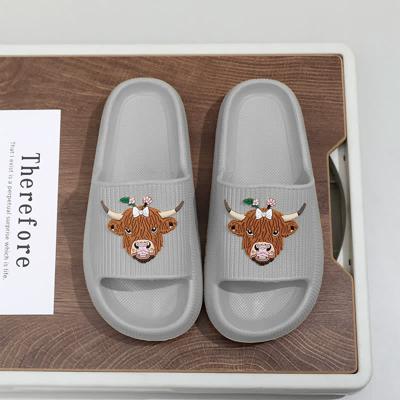 Highland Cow Cloud Cushion Platform Slippers - Grey - EU44-45(US10-11) - image 13