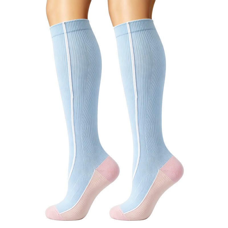 Ribbed Pastel Compression Socks(6 Pairs) - image 6
