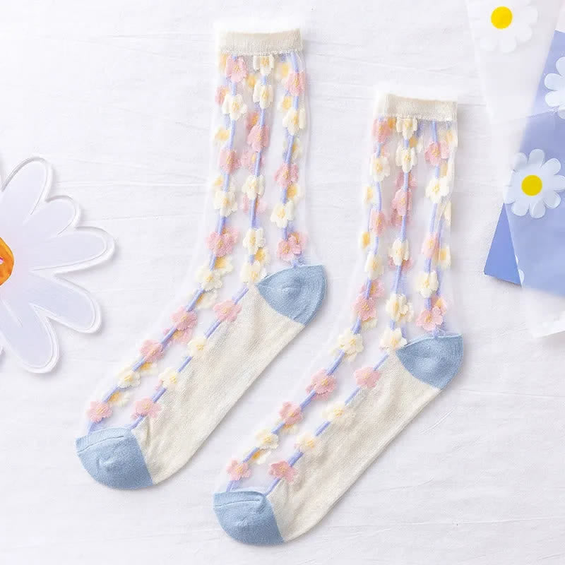Sheer Daisy Lace Sheer Quarter Socks(5 Pairs) - image 9