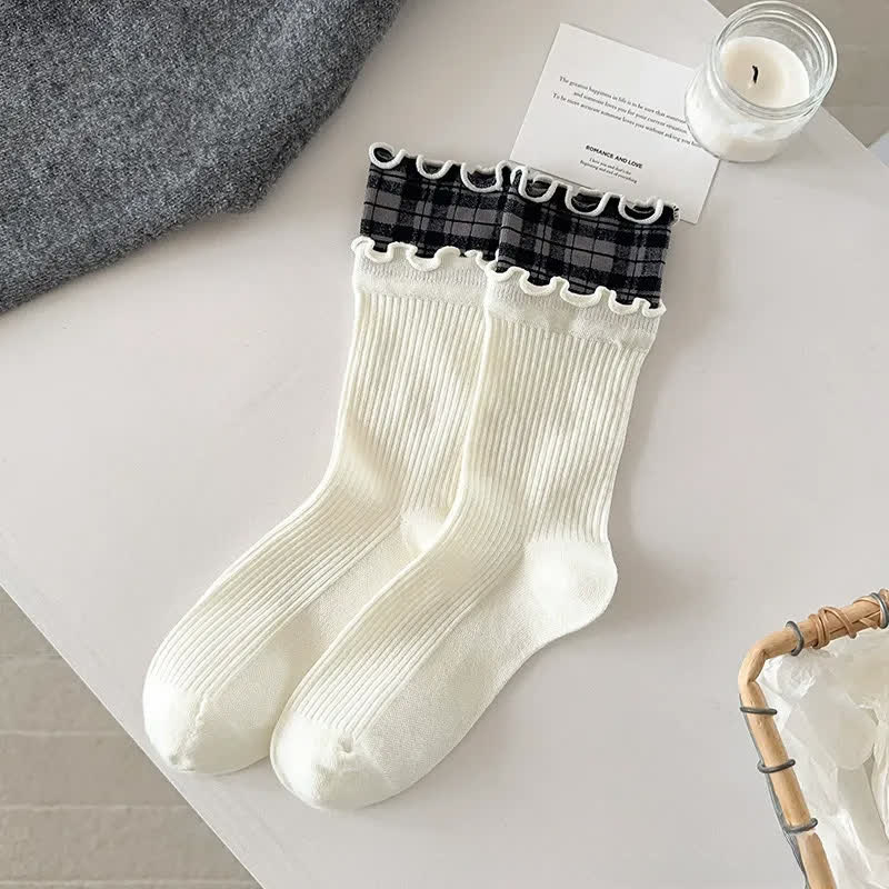 Ruffle Ribbed Cotton Quarter Socks(5 Pairs) - image 7