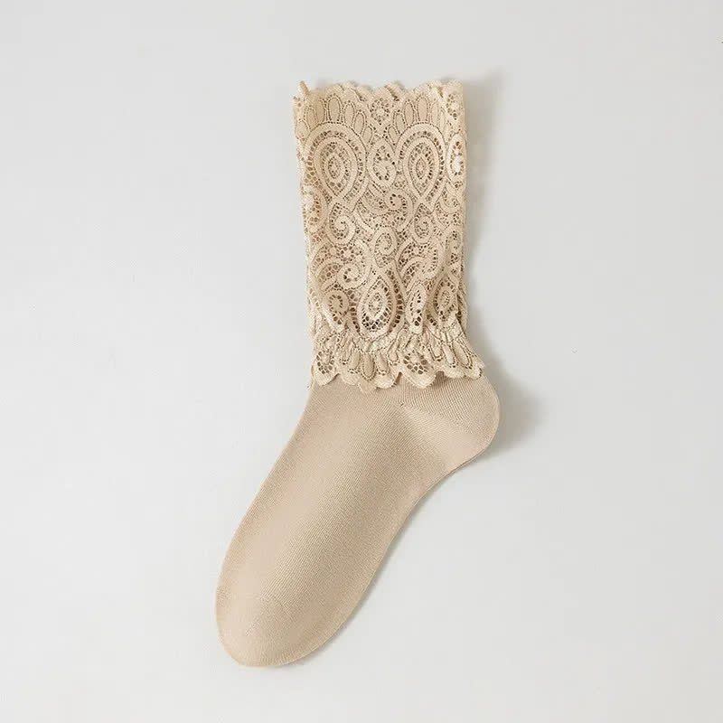 Elegant Lace Quarter Socks (4 Pairs) - Nude - EU35-40(US2-7) - image 7