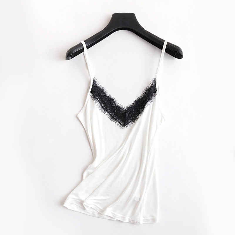 Plus Size Lace Silk Cooling Tank Top - Beige - XXL - image 10