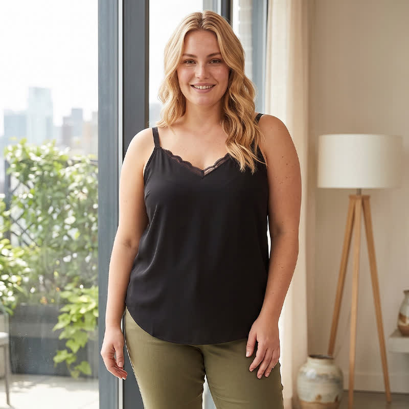 Plus Size Lace Trim V Neck Tank Top - image 5