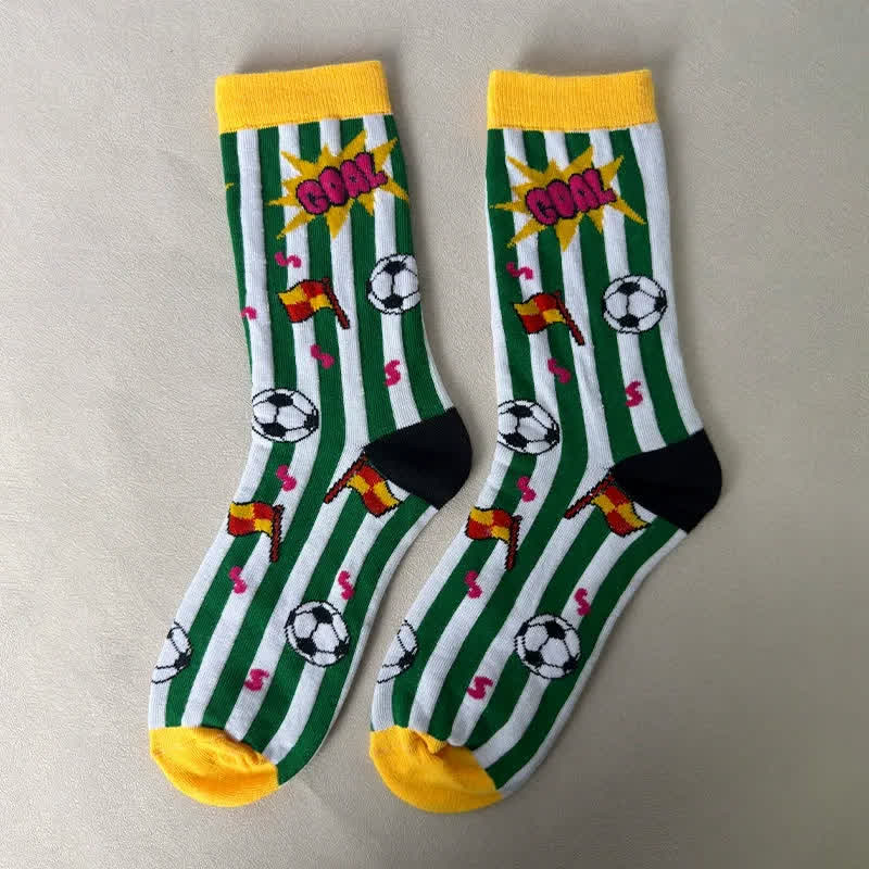 Soccer Stripe Quarter Socks(3 Pairs) - Yellow - EU39-43(US6-9) - image 5