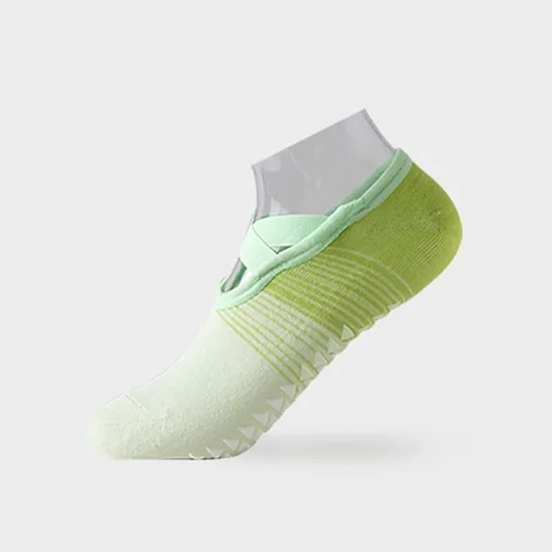 Cross Strap Yoga Grip Socks(6 Pairs) - Green - EU35-42(US2-8.5) - image 10