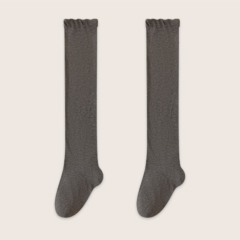 Cozy Solid Cotton Thigh High Sleep Socks(2 Pairs) - Dark Grey - EU39-45(US6-11) - image 9