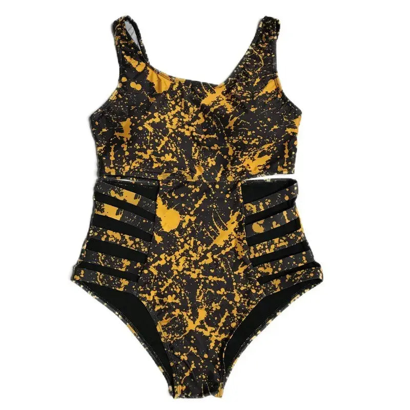 Cutout Splash Print One-Piece Swimsuit - image 12