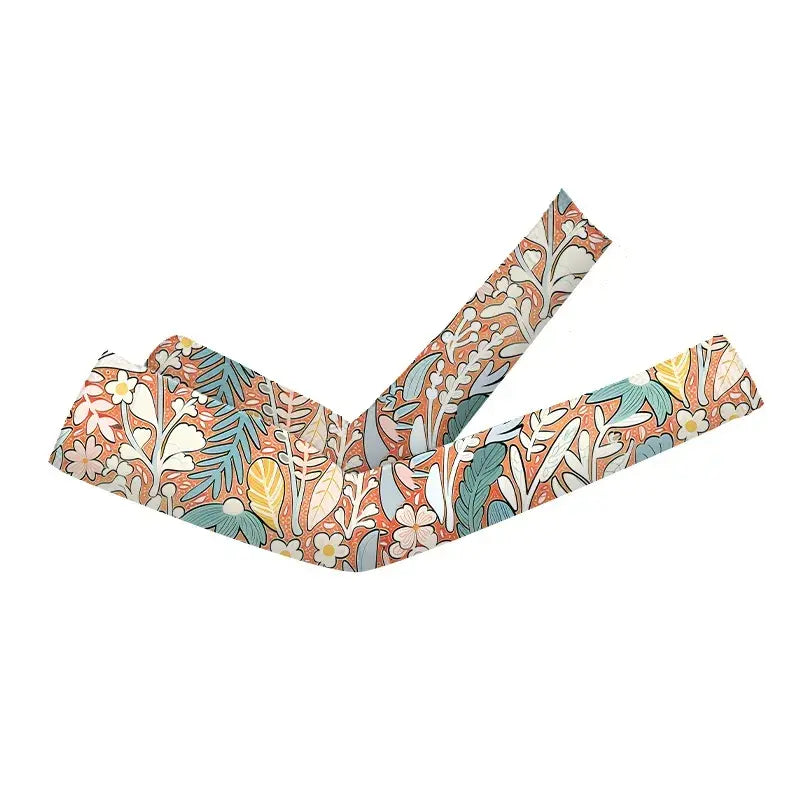 Flower Print Cooling Arm Sleeves(2 Pairs) - Pink - One Size - image 6