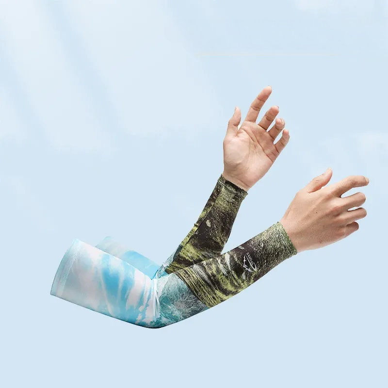 Landscape Printed Cooling Arm Sleeves(4 Pairs) - Sky Blue - One Size - image 4