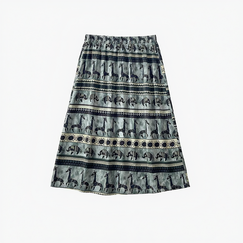 Plus Size Navy Top Animal Print Dress Set - Midi Skirt - 6XL - image 7