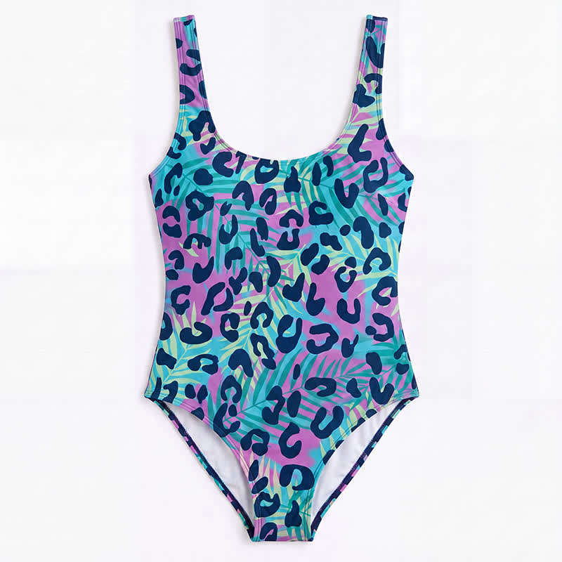 Tropical Leopard Flower Cat Print One-Piece Swimsuit - image 23