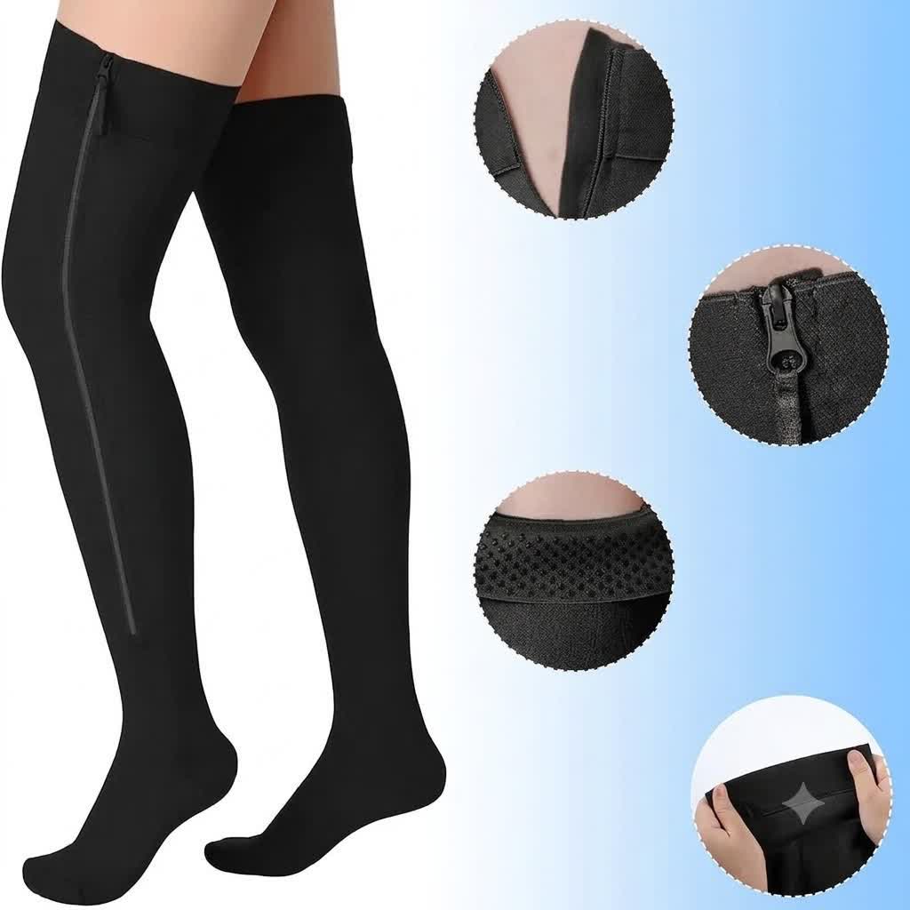 Sleek Zipper Compression Socks - image 3