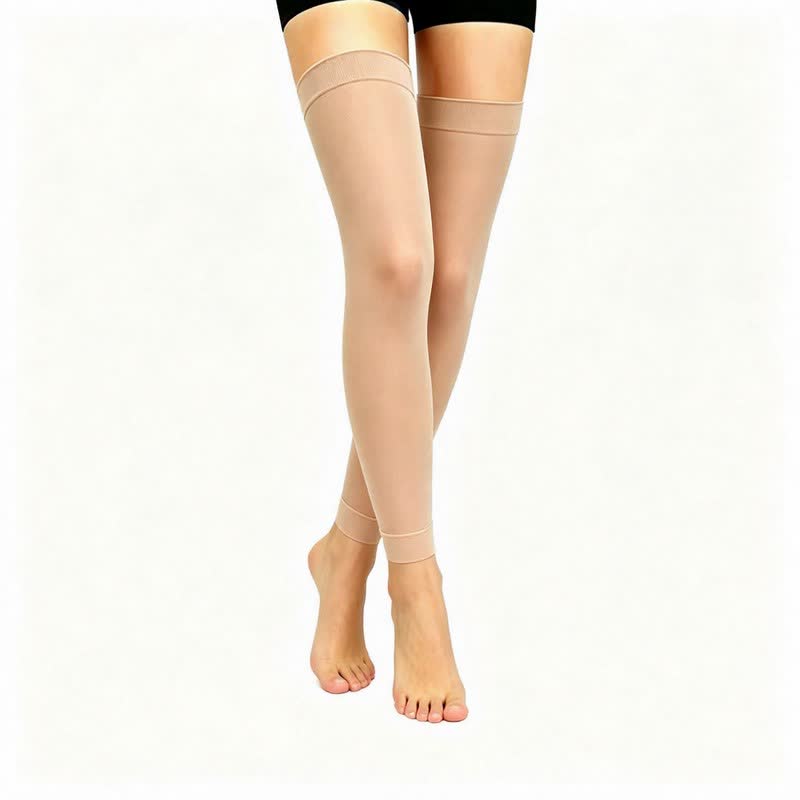 Footless Thigh High Compression Sleeves(3 Pairs) - Nude - L/XL - image 1