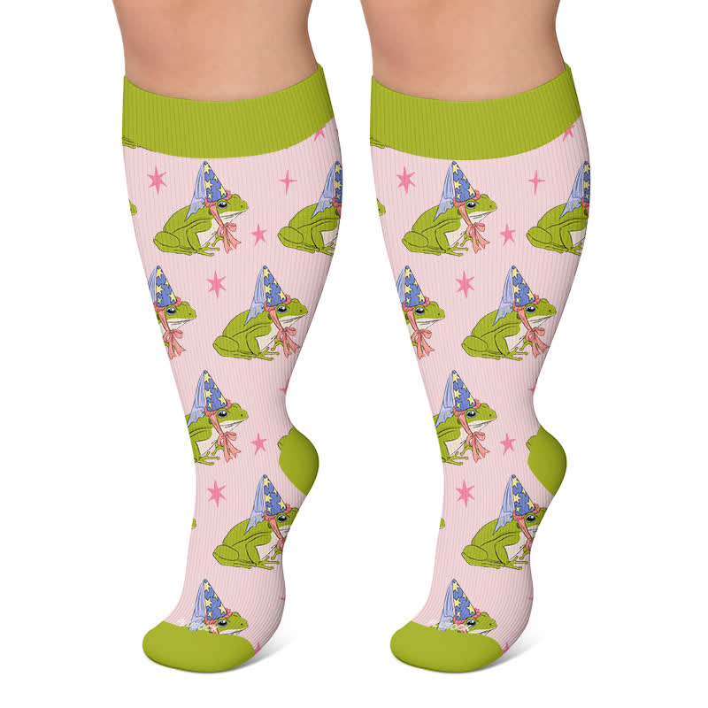 Plus Size Frog Star Compression Socks - Pink - 4XL - image 5