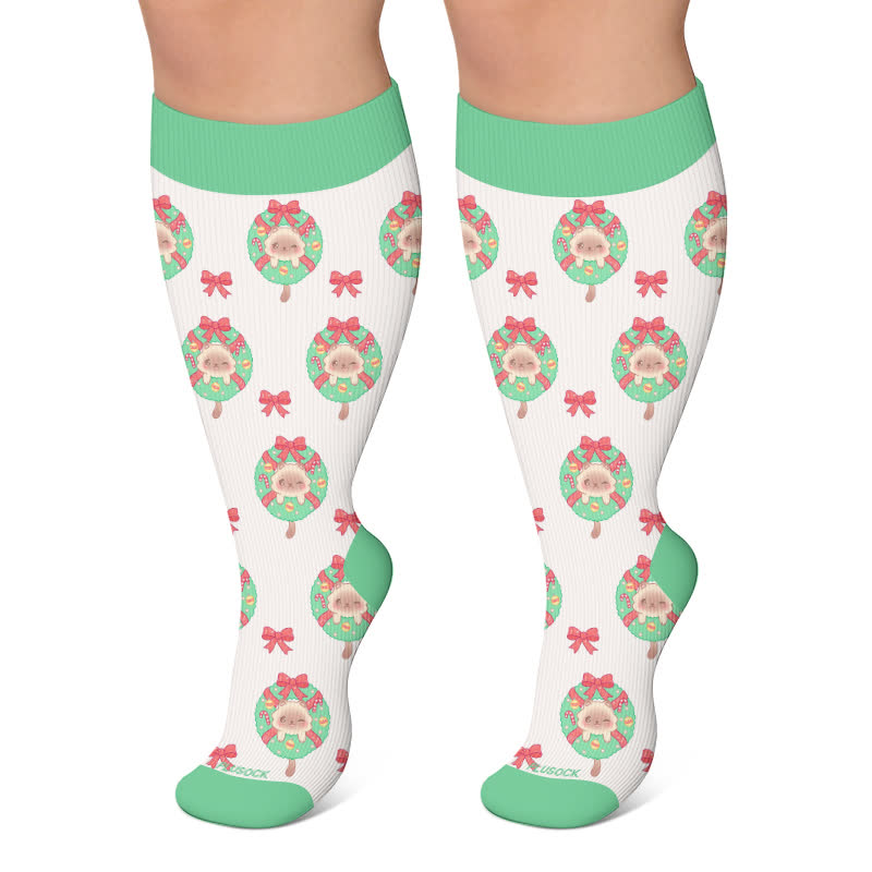 Plus Size Cactus Dog Cat Compression Socks - White - 4XL - image 6
