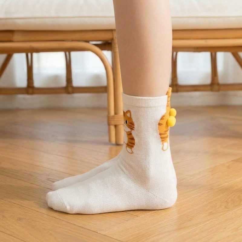 Cute Cat Quarter Sock (3 Pairs) - image 4
