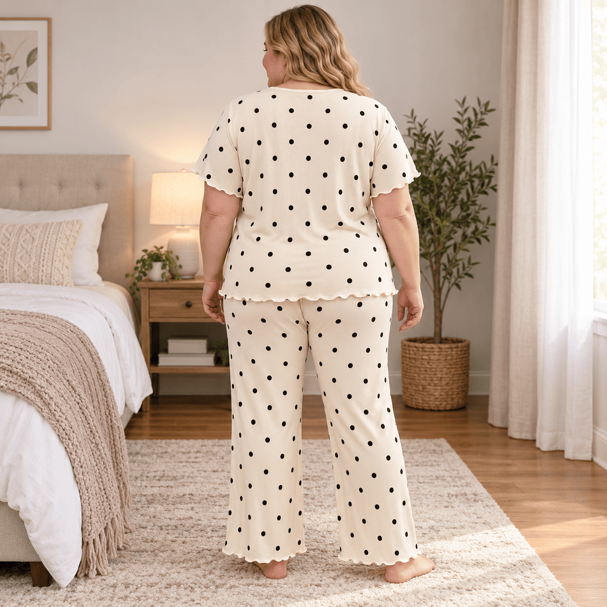Lace Polka Dot Pajama Set - image 4