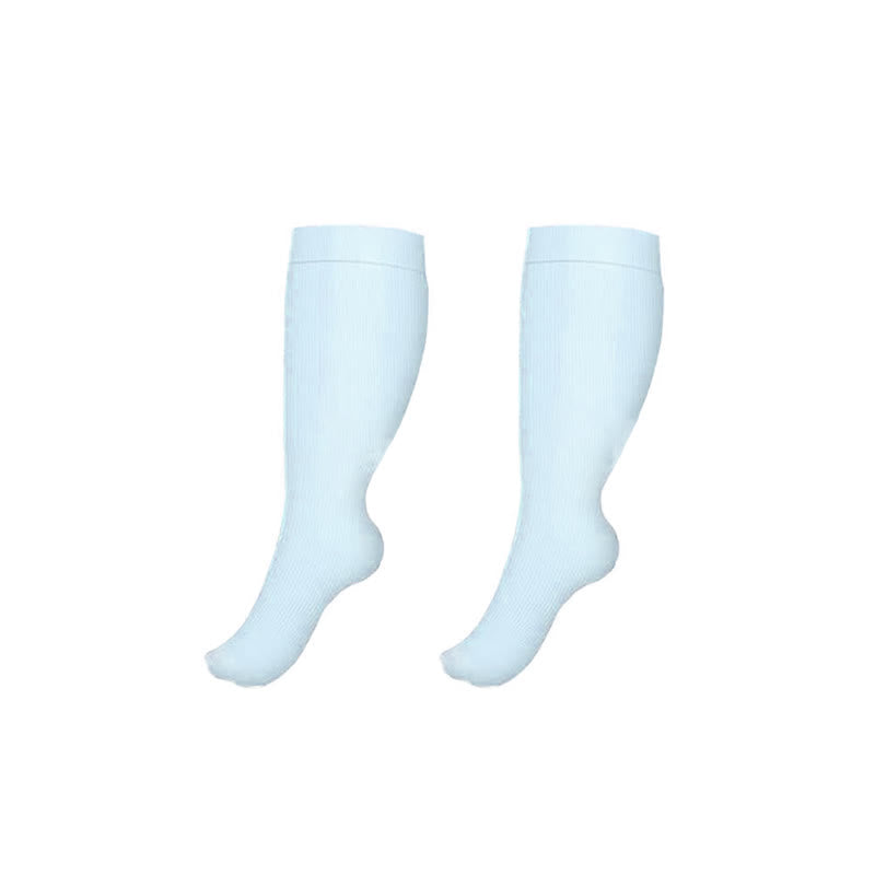 Plus Size Leg Pressure Relief Compression Socks(3 Pairs) - Light Bule - 4XL - image 3