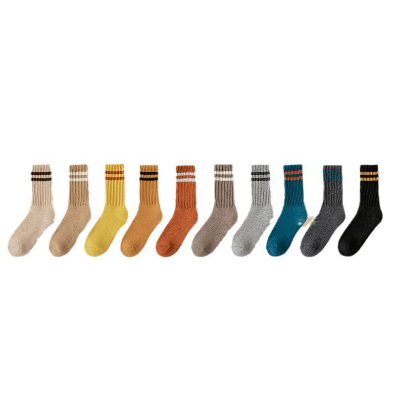 Striped Warm Wool Quarter Socks(5 Pairs) - Multicolor(10 Pairs) - EU36-44(US3-10) - image 14