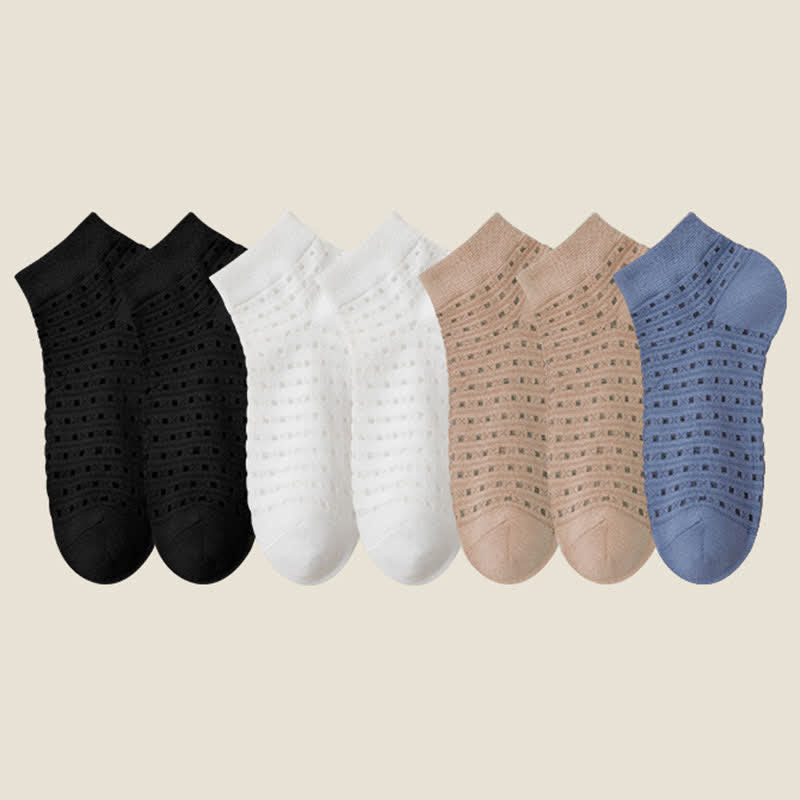 Hollow Mesh Ankle Socks(7 Pairs) - Black*2+White*2+Khaki*2+Navy Blue*1 - EU38-44(US5-11) - image 18