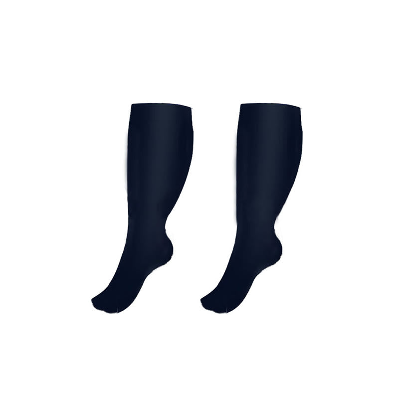 Plus Size Solid Color Compression Socks(3 Pairs) - Navy Blue - 4XL - image 3