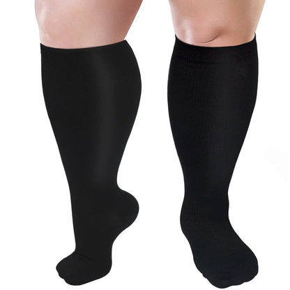 Blue Electrocardiogram Black Heart Plus Size Compression Socks(3 Pairs) - image 12