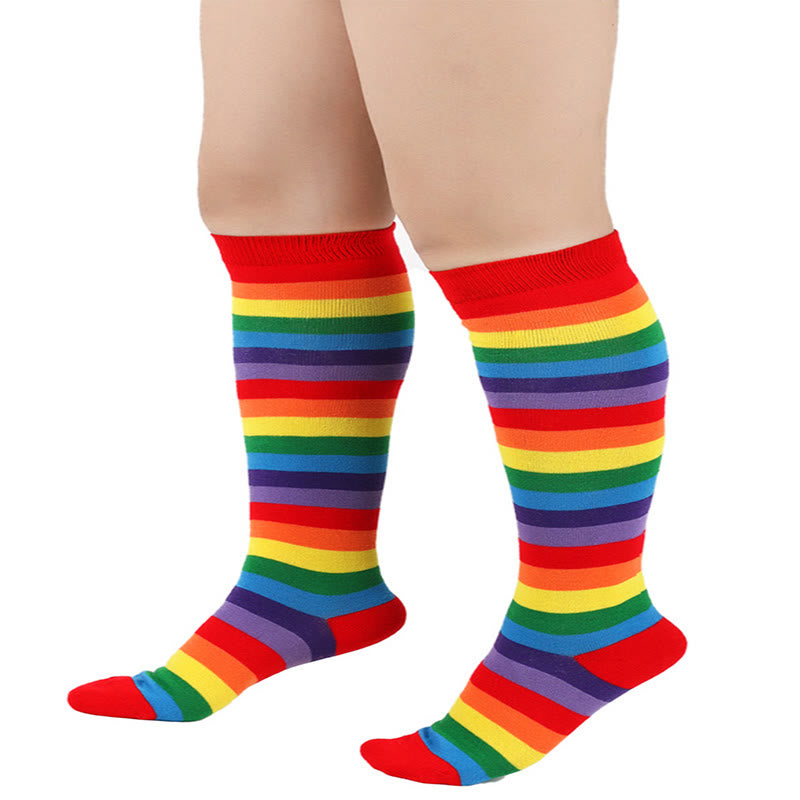 Rainbow Striped Knee High Socks(3 Pairs) - image 1