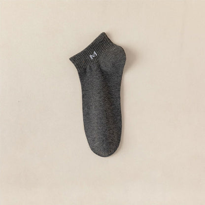 Solid Cotton Ankle Socks(5 Pairs) - EU44-50(US10-15) - Dark Gray - image 7