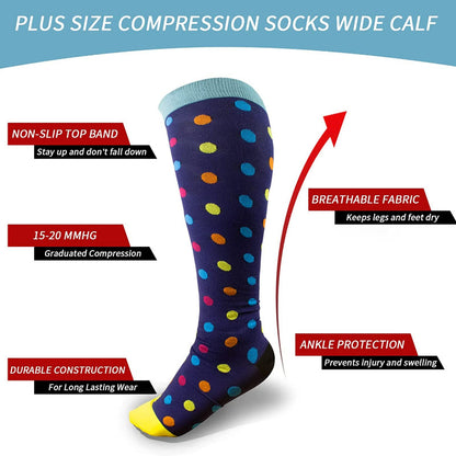 Dot Pattern Plus Size Compression Socks 2XL-7XL(3 Pairs) - image 3